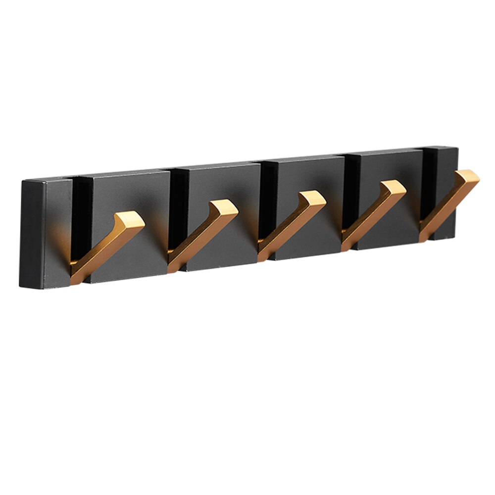 Folding Towel Hanger 2ways Installation Wall Hooks Coat Clothes Holder for Bathroom Kitchen Bedroom Hallway, Black Gold eprolo