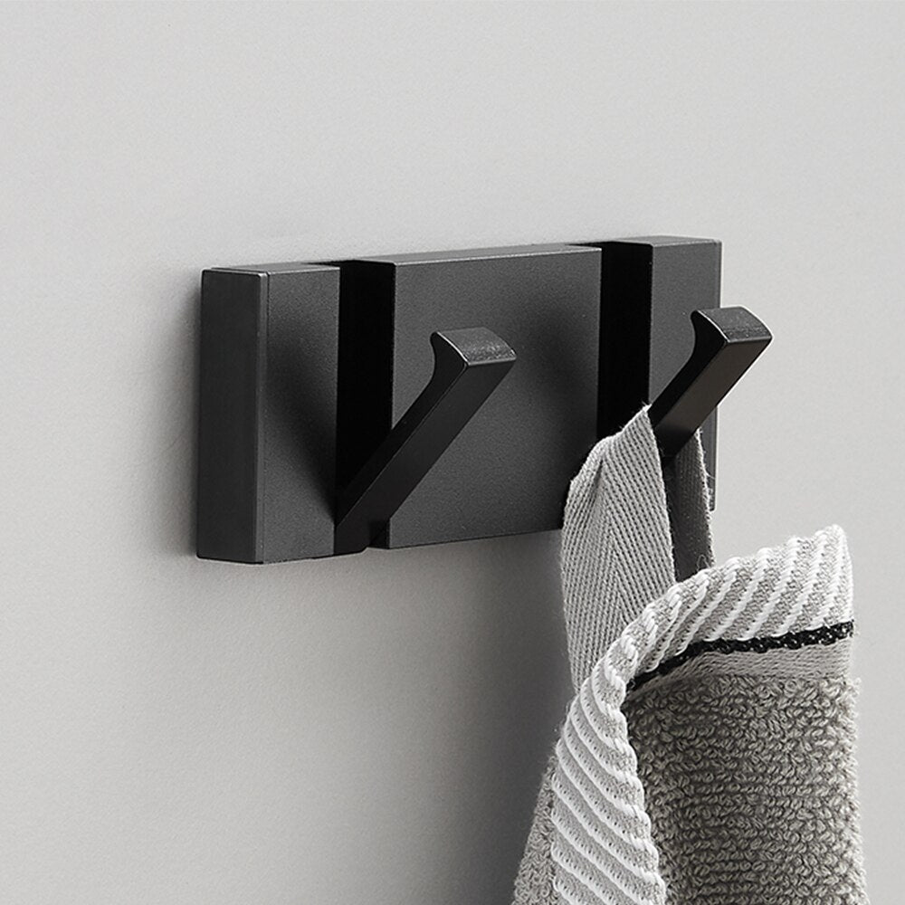 Folding Towel Hanger 2ways Installation Wall Hooks Coat Clothes Holder for Bathroom Kitchen Bedroom Hallway, Black Gold eprolo