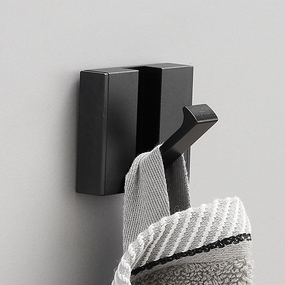 Folding Towel Hanger 2ways Installation Wall Hooks Coat Clothes Holder for Bathroom Kitchen Bedroom Hallway, Black Gold eprolo